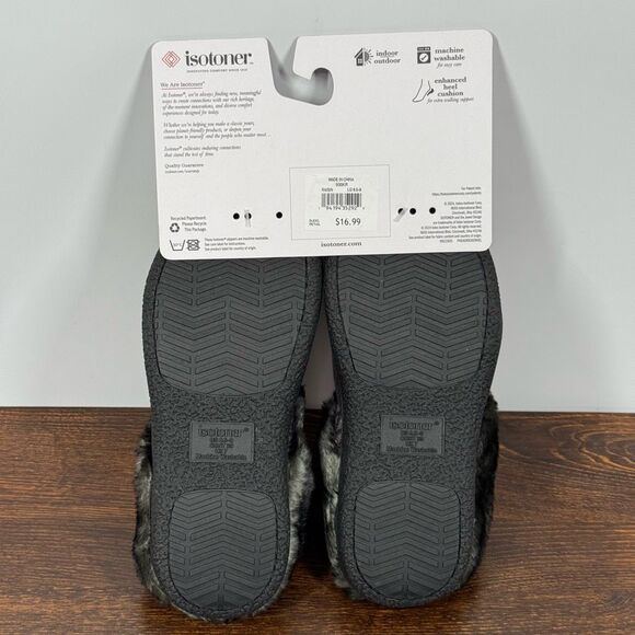 Isotoner Women's Slip on faux fur hard sole house slippers size Large 8.5-9 - Picture 8 of 8